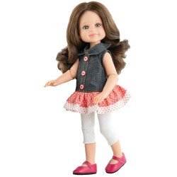 Muñeca Paola Reina 32 cm - Las Amigas Articuladas - Salu con conjunto vaquero-lunares
