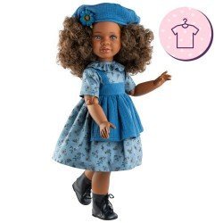 Ropa para muñecas Paola Reina 60 cm - Las Reinas - Olga - Vestido azul de flores naranjas