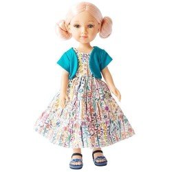 Muñeca Reina del Norte 32 cm - Rosalía con vestido estampado floral y chaleco azul