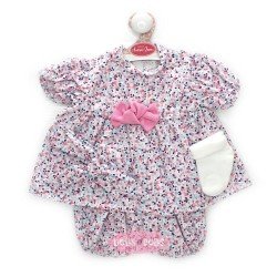 Ropa para muñecos Antonio Juan 52 cm - Colección Mi Primer Reborn - Vestido celeste de flores rosas