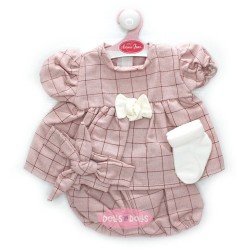 Ropa para muñecos Antonio Juan 52 cm - Colección Mi Primer Reborn - Vestido rosa a cuadros