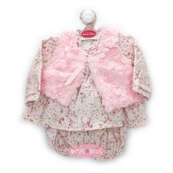 Ropa para muñecos Antonio Juan 52 cm - Colección Mi Primer Reborn - Vestido de flores con chaleco rosa