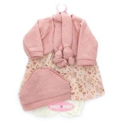 Ropa para muñecos Antonio Juan 52 cm - Colección Mi Primer Reborn - Vestido rosa de flores con chaqueta y gorro