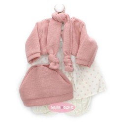 Ropa para muñecos Antonio Juan 52 cm - Colección Mi Primer Reborn - Vestido de estrellitas con chaqueta y gorro rosa
