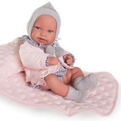 Muñeca Antonio Juan 42 cm - Recién Nacida Pipa con manta acolchada