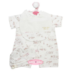 Ropa para muñecos Antonio Juan 52 cm - Colección Mi Primer Reborn - Pijama estampado conejos con gorro y pechito