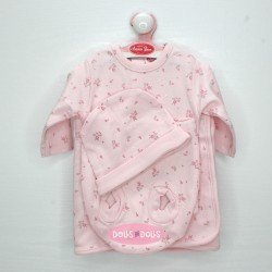 Ropa para muñecos Antonio Juan 40 - 42 cm - Colección Sweet Reborn - Pijama rosa de flores con gorro y mantita