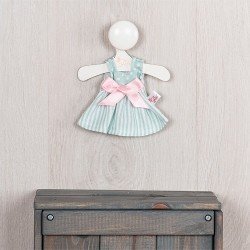 Ropa para Muñecas Así 20 cm - Vestido piqué verde y rayas blancas con lazo rosa para muñeco Bomboncín 