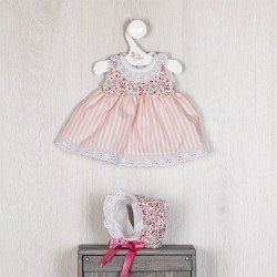 Ropa para Muñecas Así 43 cm - Vestido de rayas rosa con pechera de flores para muñeca María