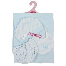 Ropa para muñecas Antonio Juan 40-42 cm - Set azul con toquilla, braguita, gorro y pechito