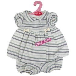 Ropa para muñecos Antonio Juan 40-42 cm - Vestido de rayas grises y braguita a juego