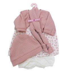 Ropa para muñecos Antonio Juan 52 cm - Colección Mi Primer Reborn - Vestido floral con chaqueta rosa, bufanda y gorro