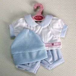 Ropa para muñecos Antonio Juan - Conjunto celeste y blanco con estampado de hexágonos con gorro celeste 40-42 cm