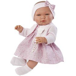 Muñeca Así 43 cm - María con vestido rosa y chaqueta de punto plumeti