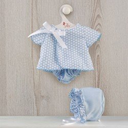 Ropa para Muñecas Así 43 cm - Vestido jesusito piqué celeste con círculos blancos para muñeco Pablo