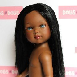 Muñeca Vestida de Azul 28 cm - Carlota negra con melena lisa sin ropa
