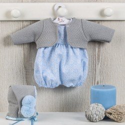 Ropa para Muñecas Así 36 cm - Ranita azul con chaqueta de punto gris para muñeca Koke