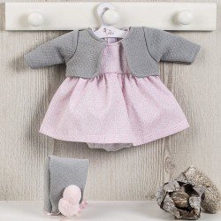 Ropa para Muñecas Así 36 cm - Vestido rosa con chaqueta de punto gris para muñeca Koke