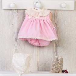 Ropa para Muñecas Así 36 cm - Vestido rosa con capota bordada beige para muñeca Koke