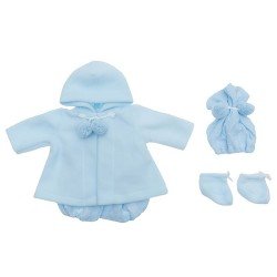 Ropa para Muñecas Así 46 cm - Pelele de punto azul con trenca, gorro y peúcos para muñeco Leo