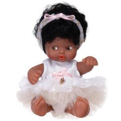 Muñeca Barriguitas Clásica 15 cm - Barriguitas Bebé Ballet - Niña afroamericana con vestido blanco