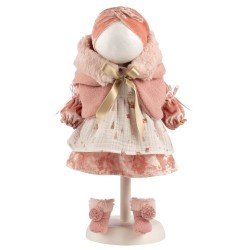 Ropa para Muñecas Llorens 40 cm - Vestido con estampado fantasía con chaqueta y gorro rosas