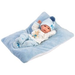 Muñeco Llorens 35 cm - Bimbo con cojín celeste