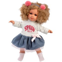 Muñeca Llorens 35 cm - Elena con camiseta blanca y falda vaquera