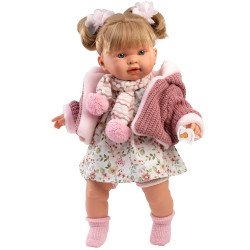 Muñeca Llorens 42 cm - Alexandra llorona con vestido de flores y chaqueta rosa