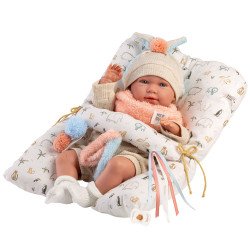 Muñeca Llorens 42 cm - Recién nacida Mimi llorona con cojín chichonera