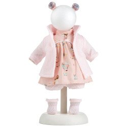 Ropa para Muñecas Llorens 33 cm - Vestido rosa moteado con chaqueta de punto
