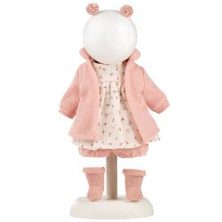 Ropa para Muñecas Llorens 33 cm - Vestido de flores con chaqueta de punto rosa