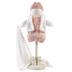 Ropa para Muñecas Llorens 38 cm - Vestido rosa de flores con chaqueta blanca