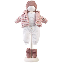 Ropa para Muñecas Llorens 42 cm - Body con dibujo de elefante y chaqueta y gorro rosa