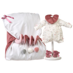 Ropa para Muñecas Llorens 42 cm - Pijama de animalitos con cojín blanco-rosa