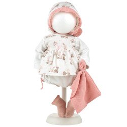 Ropa para Muñecas Llorens 44 cm - Vestido estampado de animalitos con capota