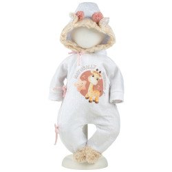 Ropa para Muñecas Llorens 44 cm - Body blanco con estampado de jirafa
