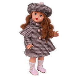 Muñeca Mariquita Pérez 50 cm - Abrigo de cuadros de invierno - Pelirroja