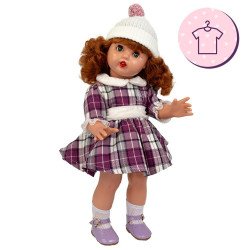 Ropa para muñeca Mariquita Pérez 50 cm - Vestido a cuadros de invierno 2025