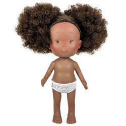 Muñeca Nines d'Onil 30 cm - Pippa con pelo marrón afro con moños y ojos verdes - Sin ropa
