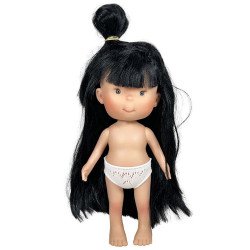 Muñeca Nines d'Onil 30 cm - Pippa con pelo negro con moño alto y ojos grises - Sin ropa