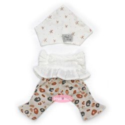 Ropa para Muñecas Nines d'Onil 30 cm - Mia - Vestido blanco con pantalones con estampado y gorro de estrellitas