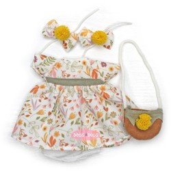 Ropa para Muñecas Nines d'Onil 23 cm - Little Mia - Vestido con estampado natural y bolso