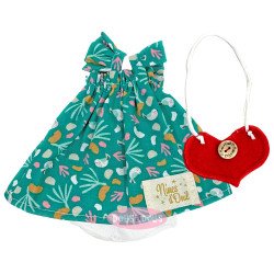 Ropa para Muñecas Nines d'Onil 30 cm - Pippa - Vestido naturaleza con bolso corazón