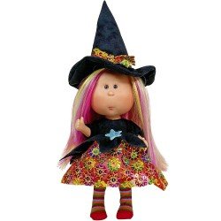 Muñeca Nines d'Onil 23 cm - Little Mia Halloween con pelo liso multicolor (Bruja)