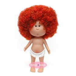 Muñeca Nines d'Onil 23 cm - Little Mia con pelo marrón rizado y mechas rojas - Sin ropa