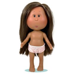 Muñeca Nines d'Onil 23 cm - Little Mia con pelo liso moreno y ojos marrones - Sin ropa