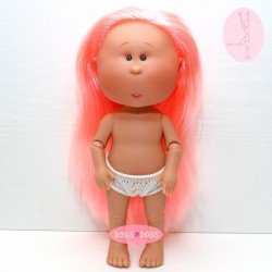Muñeca Nines d'Onil 30 cm - Mia ARTICULADA - Mia con pelo liso rosa - Sin ropa