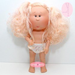 Muñeca Nines d'Onil 30 cm - Mia ARTICULADA - Mia con pelo ondulado rosa - Sin ropa