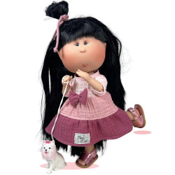Muñeca Nines d'Onil 30 cm - Mia ARTICULADA con vestido rosa con mascota